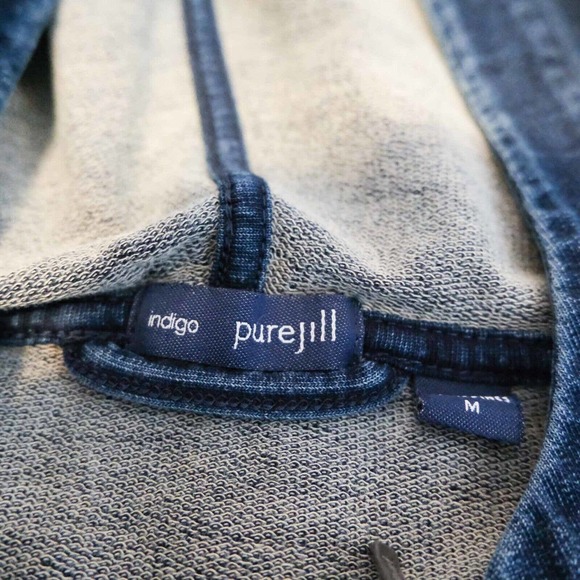 J. Jill Pure Jill Indigo Womens Sweater M Hoodie Sweatshirt Full Zip Athletic - Picture 9 of 14